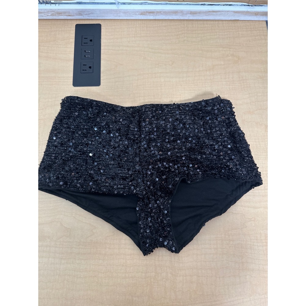 SHEIN Black Sequin High Waisted Hot Pants Shorts sz2406037711968 sz L